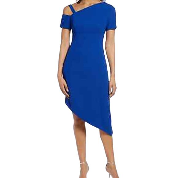 by Shani dress blue one shoulder asymmetrical crepe - Picture 1 of 6